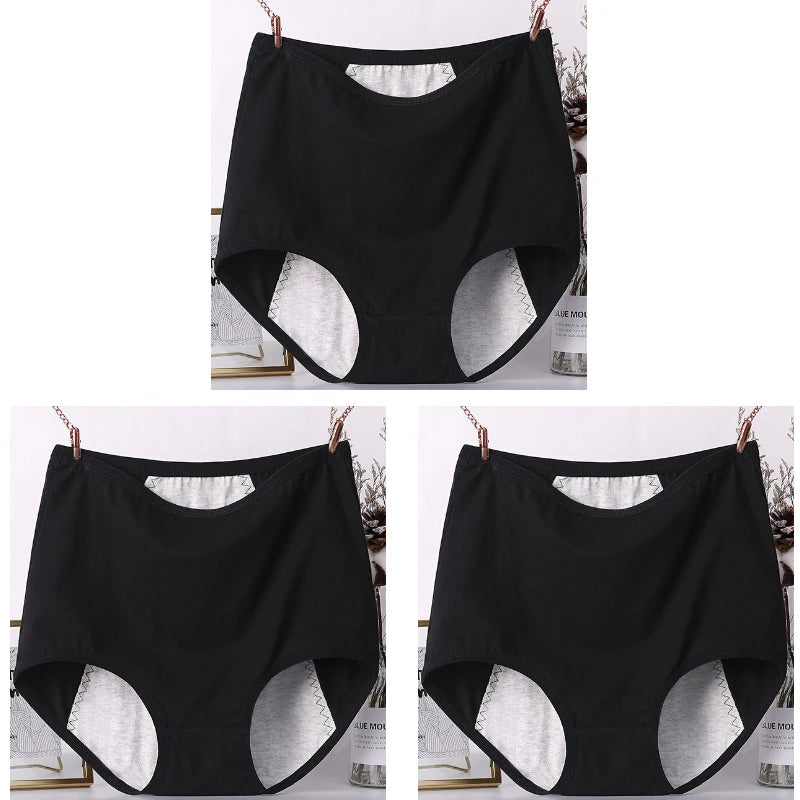 3pcs Girl Menstrual Panties Women's Physiological Briefs Ladies Period Leak Proof Panty High Waist Cotton Underwear