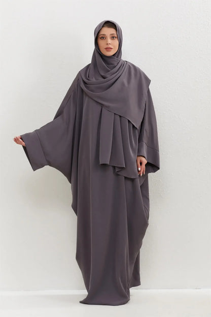 Two Pcs Muslim Abaya Women Jilbab Islamic With Hijab Clothing Dubai Saudi Robe Turkish Modesty Prayer Dresses Kaftans.