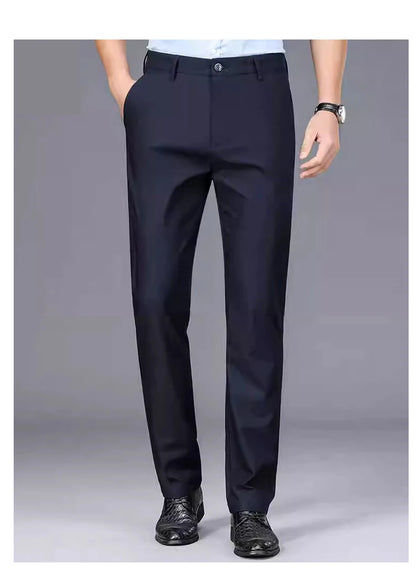 Male Pants Stretch Solid Black Smart Casual Men's Trousers Office Quick Dry Suit Pants New Spring Autumn Korean Straight Pants.