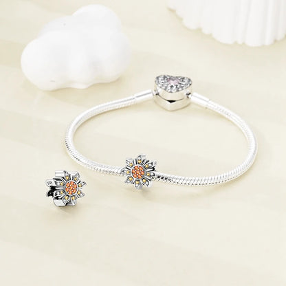 Flowers Series 925 Sterling Silver Sunflowers Tulip Carnation Charms Fit Original Bracelet  For Women Jewelry Making