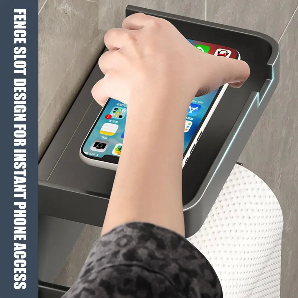 An der Wand montierter Toilettenpapierhalter, rostfrei, verdicktes Kunststoff-Aufbewahrungsregal für Badezimmer, Küche, Toilettenpapierrollenhalter