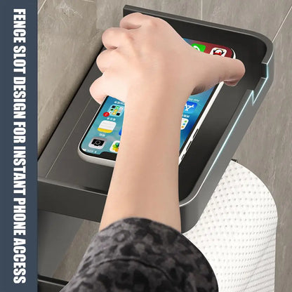 An der Wand montierter Toilettenpapierhalter, rostfrei, verdicktes Kunststoff-Aufbewahrungsregal für Badezimmer, Küche, Toilettenpapierrollenhalter