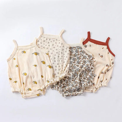 0-24m Neugeborenes Kind Baby Stram pler Mädchen Jungen Sommerkleid ung ärmel los schulter frei Overall niedlichen süßen Bodysuit Outfit