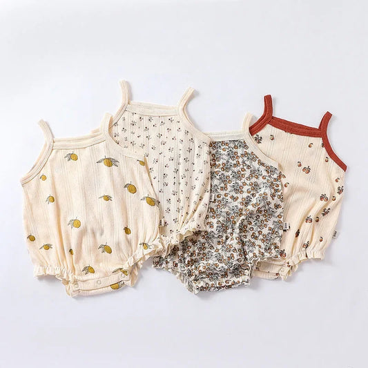 0-24m Neugeborenes Kind Baby Stram pler Mädchen Jungen Sommerkleid ung ärmel los schulter frei Overall niedlichen süßen Bodysuit Outfit