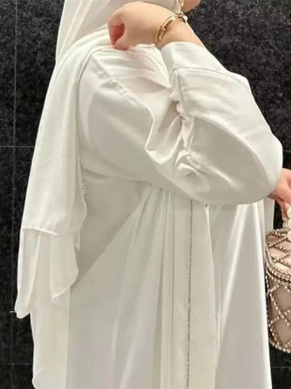 Ramadan Eid Open Satin Shimmer Kimono Abaya Damen Dubai Luxury Islam Muslim Kaftan Dress For Women Kebaya Robe Musulmane Femme.