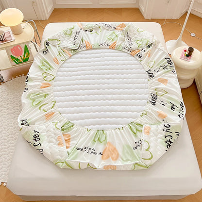 Quilted Mattress Cover For Kids Single/Double Size Rabbit Printing cubre colchón 200X220cm Anti-Mite 매트리스커버 Queen/King Size 매트리스