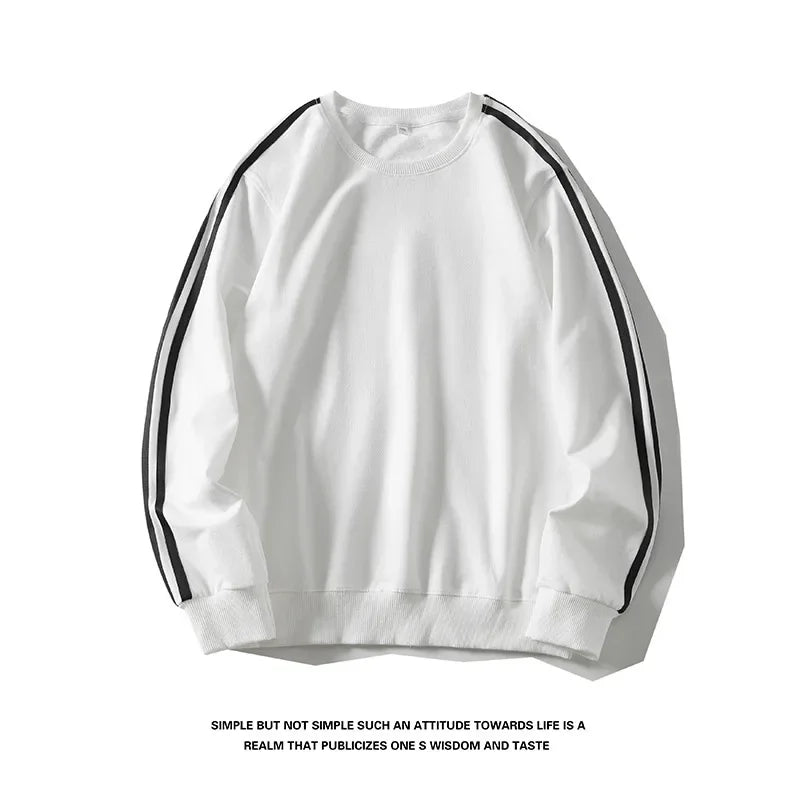 Autumn Winter round Neck Sweatshirt Men Loose Sports American Casual Cotton Fleece Versatile Comfortable Men's Set.