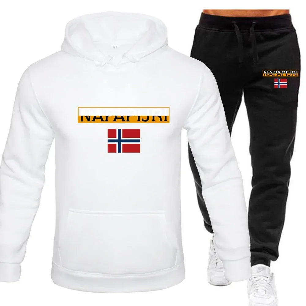 King Print hoodie suit men s casual sportswear fashionable spring and autumn jogging pullover sportswear sweatpants