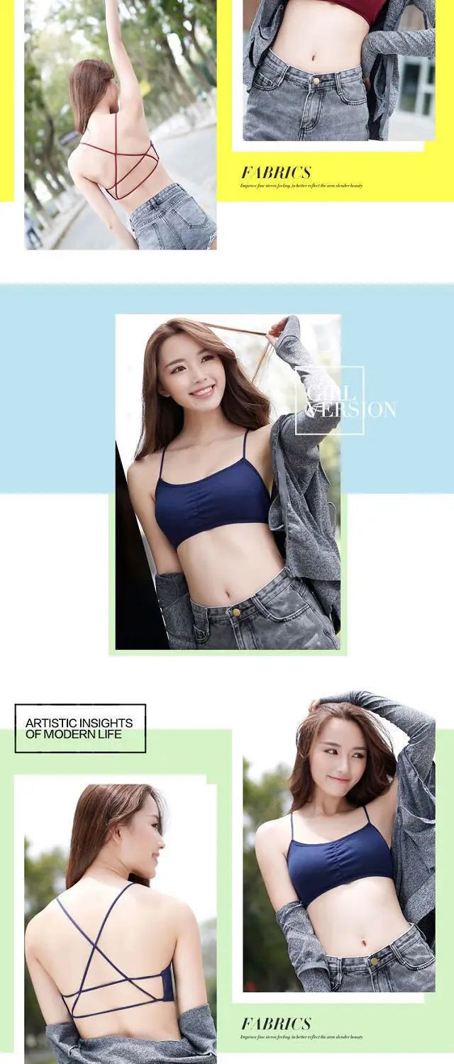3pcs Womens Top Cross Strap Sports Bra Thin Push Up Sport Bra Yoga Gym Crop Tops Brassiere Fitness Breathable Girls Student Bras.