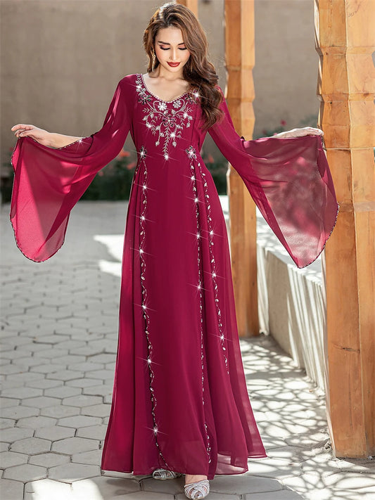 Ramadan Eid Red Abaya Damen Dubai Arab Islam Prayer Clothes Muslim African Dresses For Women Kebaya Kaftan Robe Musulmane Femme.