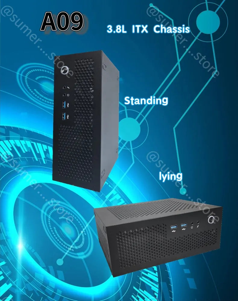 A09 3.8L ITX Chassis A4 HTPC Portable Computer PC Support PCIe 2.5' SSD Drive Mini IPC Flex PSU Case.