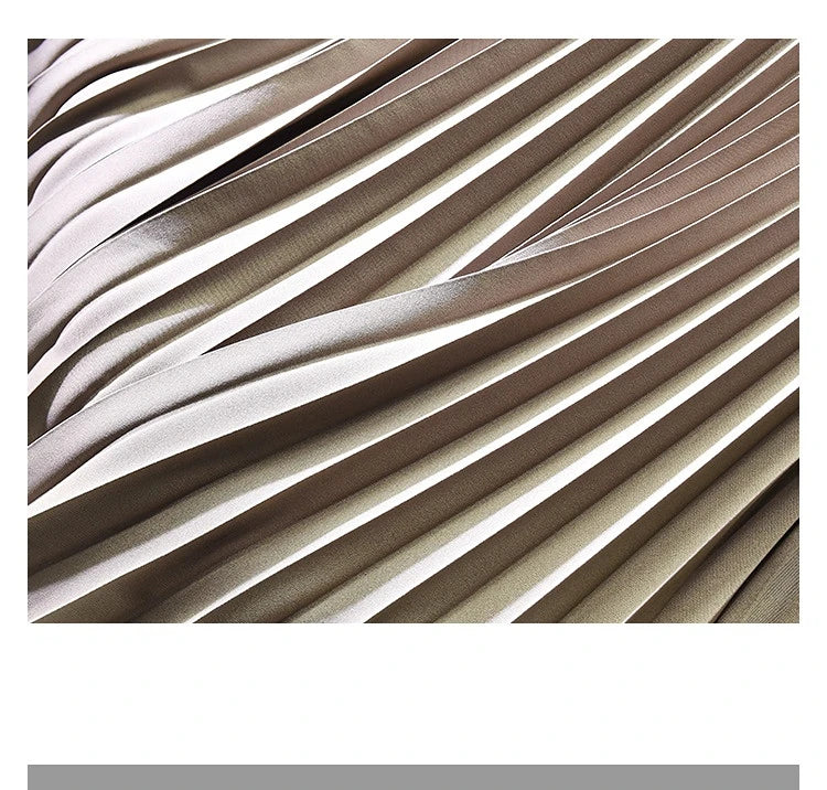 Looks Thin Pleated Skirt 2025 New High Waist A-line Skirt Mid-length Big Size Plaid Skirt Long Pleated Skirt Length 75-90cm