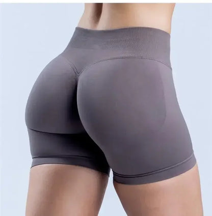 Summer High Waisted Yoga Shorts Women  Fashionable and Sexy Running Fitness Pants Solid Color High Elastic Yoga Leggings