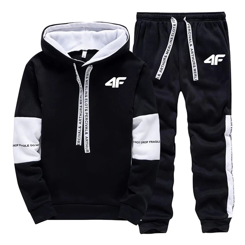 Hot Sale Men's Tracksuit Hooded Long Sleeves Casual Sports Single Piece Sweatshirts And Daily Sweatpants Comfort Outdoor Jogging.