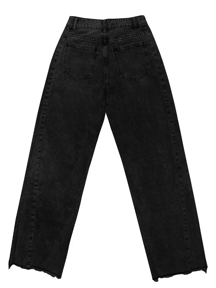 High Waist Wide Leg Denim Jeans Women's Spring 2025 Design Sensation Elegant No Stretch Comfortable Fit Female Fashionable