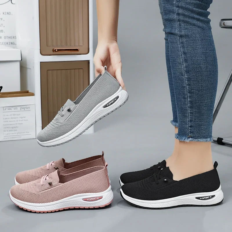 2024 Women's Casual Shoes Fashion Breathable Walking Flat Bottom Sports Shoes Women's Fitness Large Pink Women's Shoes 36-43.