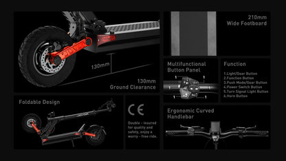 JOYOR S10-S-Z Folding Electric Scooter Dual 1000W Motor 10" Adults E-scooter with 60V 18Ah Battery