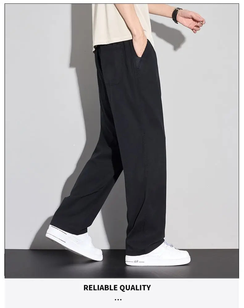 2025 Summer Thin Men's Soft Lyocell Casual Pants Breathable Fashion Solid Color Simple Male Trousers Brand Clothing
