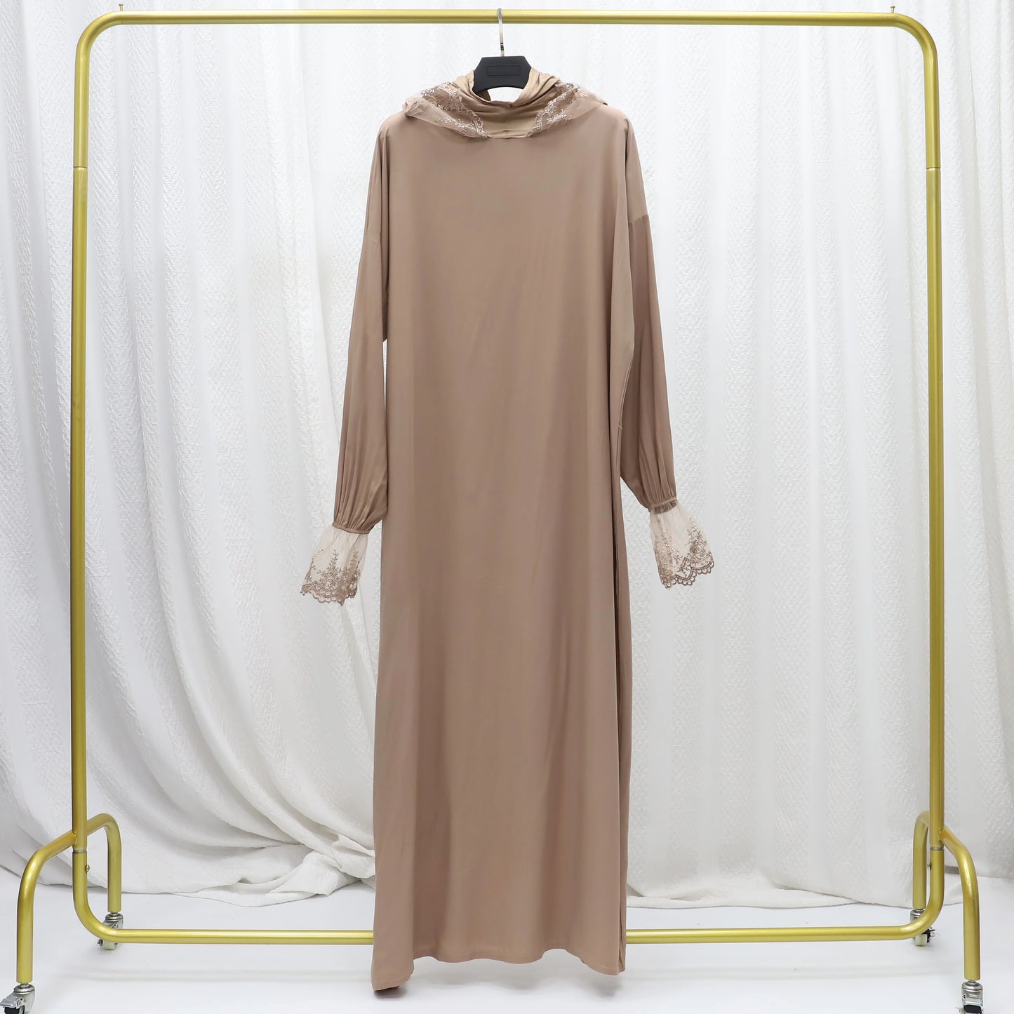 2025 Latest Lace Hoodie Soft And Comfortable jilbab One Piece Long Robe Prayer Abaya Jilbab Nikab Abaya Muslim Dress for Women.