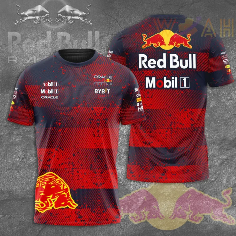 2025 New Red Bull Print Hot Selling Outdoor Running Sports T-shirt Men's Summer Racing Suit Red Bull Brand Cycling Training Suit.