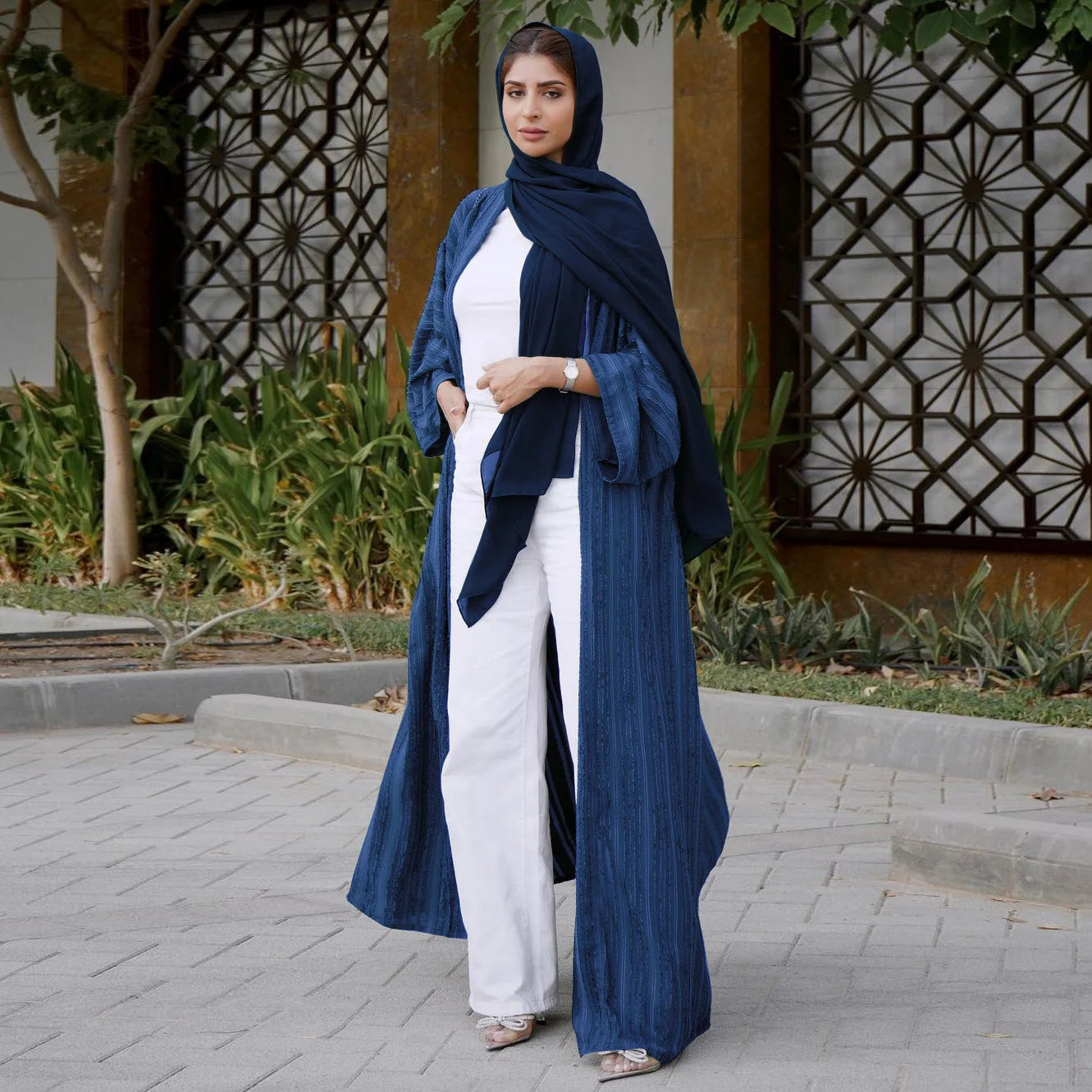 Uni Fashion Muslim Kimono Abaya Solid Striped Retro Ethnic Cardigan Robe Dubai Middle Eastern Saudi Arabia Eid Clothes 2025