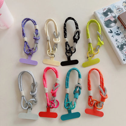 Rhinestone Short Strap Cell Phone Detachable Rope Keychain Braided Mobile Phone Lanyard Hanging Chain Ring Cord Wrist Strap.