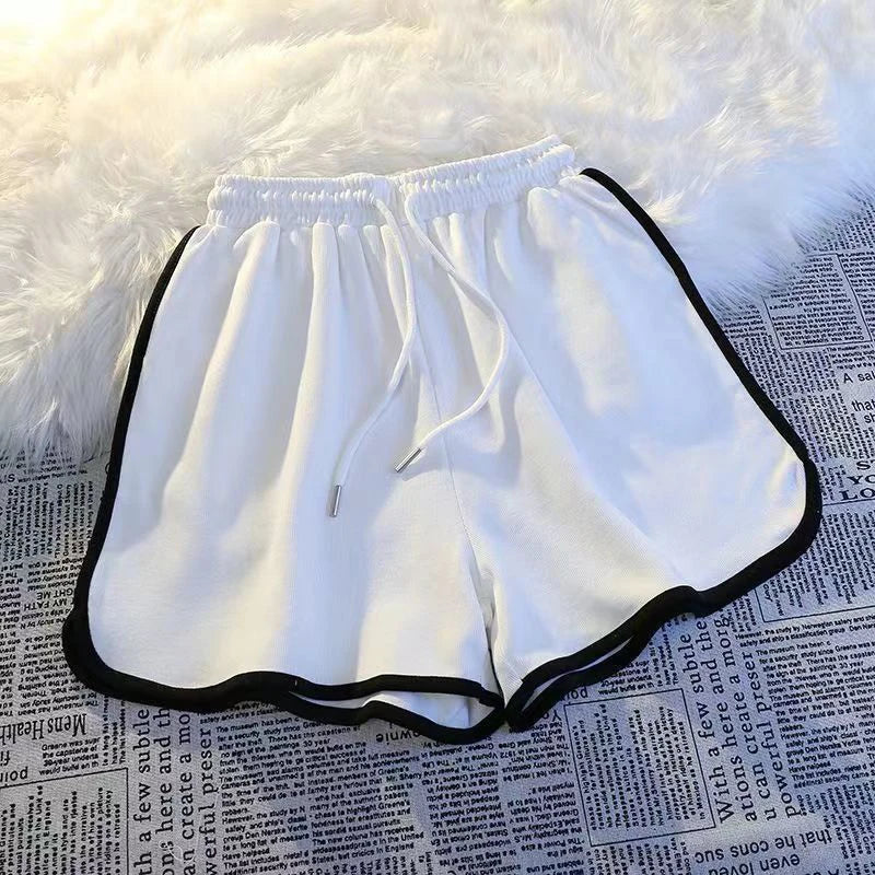 Striped Sports Shorts Women Korean Fashion Casual Mini Shorts Summer Simple Loose Wide Leg Shorts Ladies New.