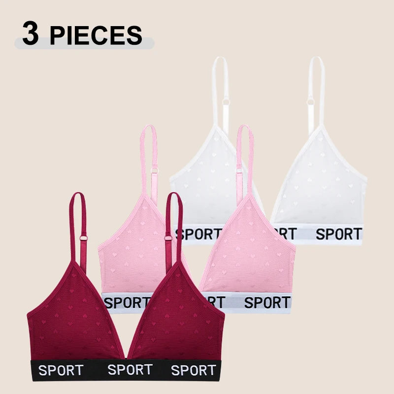 3Pcs/Set Women's Sexy Lace Bras Seamless Letter Deep V Adjusted-Straps Underwear Fashion Cozy Breathable Intimate Lingerie 2025