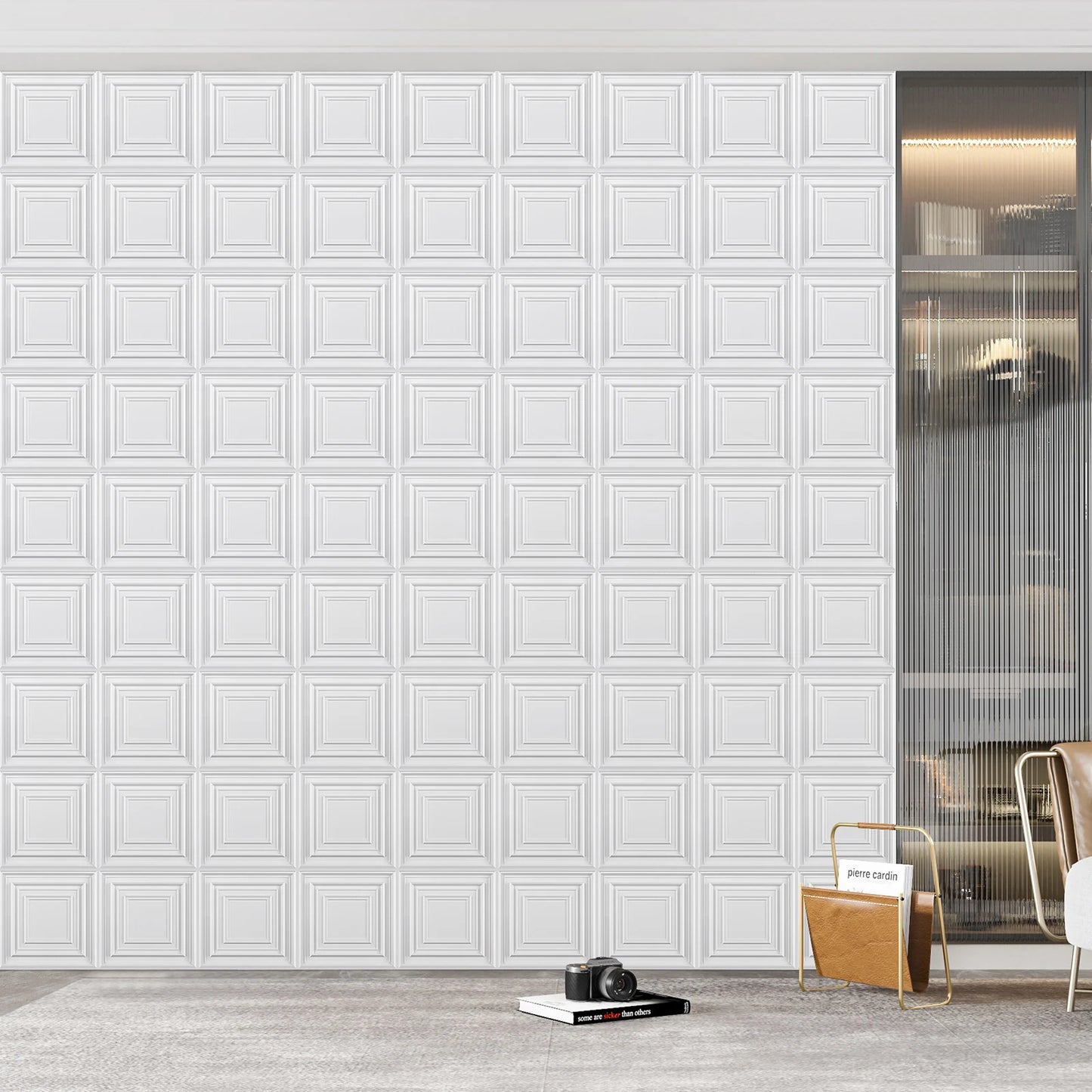 KUUJOJO 3D textured wall panel for indoor wall decoration, suitable for living room, hall, bedroom, hotel, office, send tape