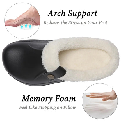 Fashion Men Cotton Slippers Winter Women Men Short Plush Slippers Casual Waterproof Garden Men Shoes New Fur Furry Cotton Shoes