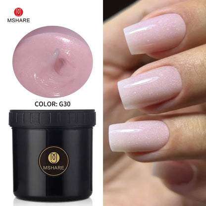 MSHARE 50g/250g Shimmer Pink White Acrylic Gel TPO Free Glitter Shiny Extension Acryl Hard Gel Nails Sculpting Construction