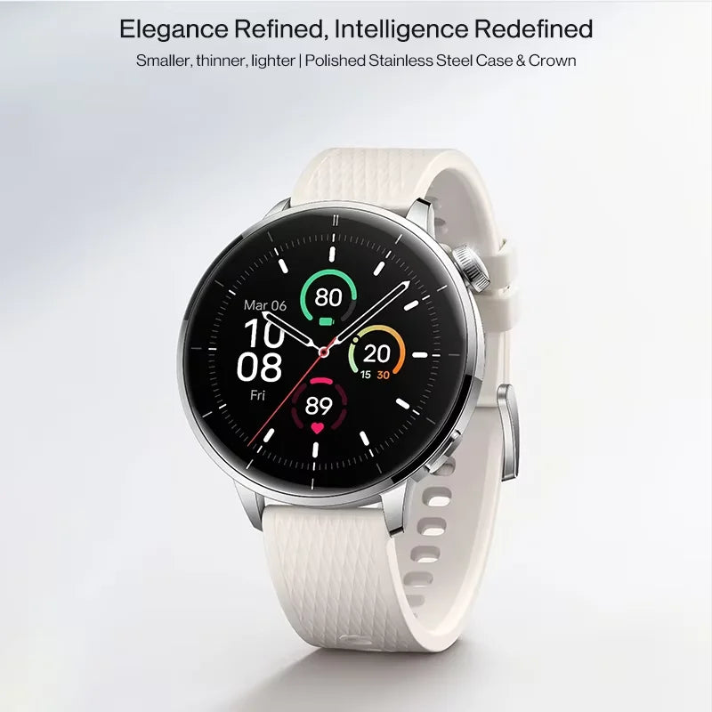 OnePlus Watch 3 43mm Smartwatch 1.32 inches AMOLED  Display Snapdragon W5 Gen 1,7 days Battery Bluetooth 5.2 NFC Google Wallet,SpO2,Sleep Blood Oxygen,Heart rate tracking,100+ original watch faces and Google play.