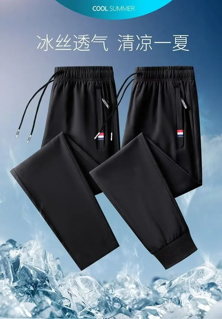 Straight-leg Casual Pants For Men Ice Silk Sports Trousers Youth Fashion Summer 2024 New Arrival Comfortable Loose Fit.