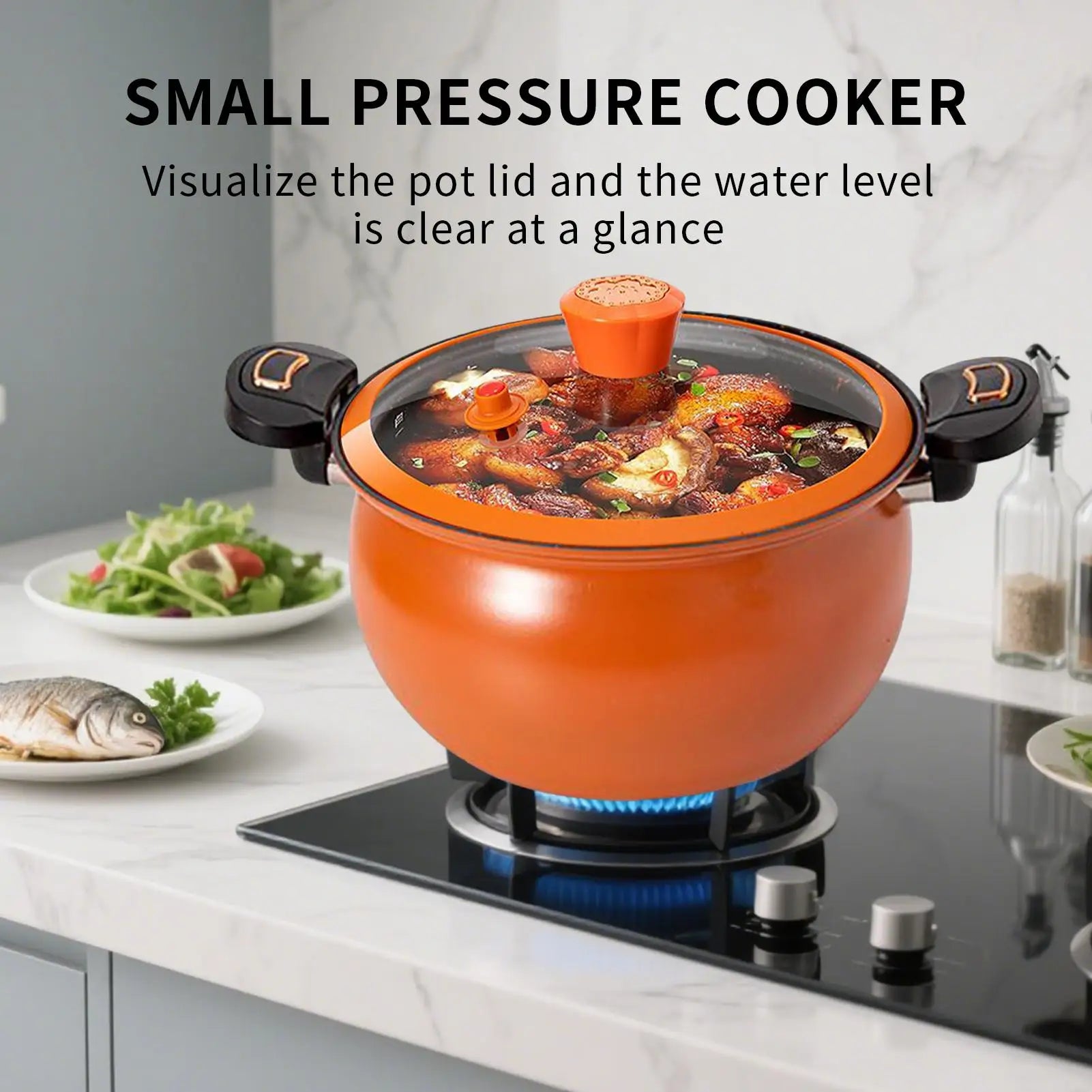Pressure Pot Fast Cooking Cookware Non-Stick Pressure Cooker With Clear Lid For Boil Food Soup Stew Home Induction Stoves.