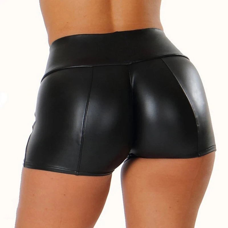Leather Shorts Women High Waist Bodycon Push Up Black Short Joggers Sports Fitness Womens Sexy Slim Shorts Spodenki Damskie.