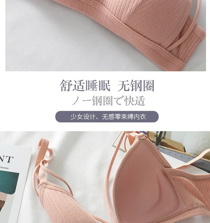 Sexy Women Bra Wire Free Brassiere Push Up Lingerie French Triangle Cup Bra Underwear Thread Top Female Intimates Bralette.