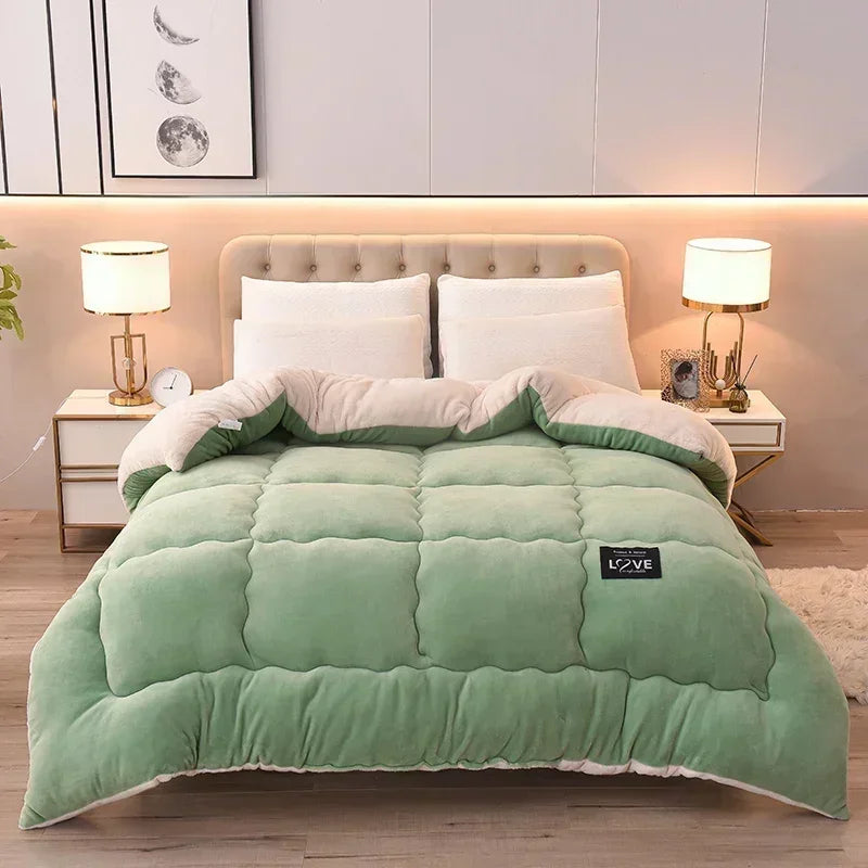 Lamb Velvet Winter Quilt Machine Washable Soft and Warm Blanket Spring and Autumn Quilt Super Warm Bedding Queen Comforter 겨울 이불