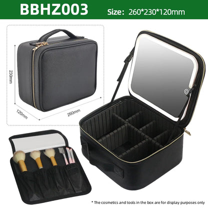 Large Capacity Makeup Case with LED Mirror Multiple Size Options Cosmetic Box LED Mirror Makeup Storage Box for Beauty Salons