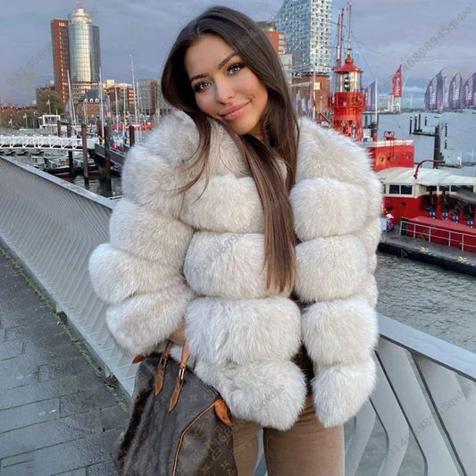 Damen Pelzmantel Damen Fuchspelzmantel Natürlicher Fuchsmantel Damen Werbeartikel Original echte europäische und amerikanische Modelle
