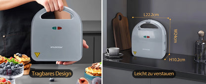 Aigostar Sandwich Maker 3 in 1: Electric Sandwich Maker, Grill and Waffle Maker, 3 Removable Non-Stick and Interchangeable Plates.