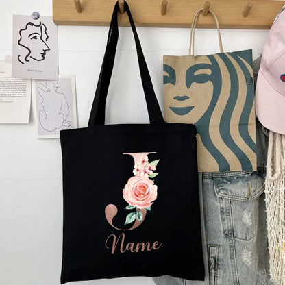 Custom Name Handbag Travel Storage Shoulder Bag Simple Tote Bags Birthday Customize Wedding Bridesmaid Gift Canvas Tote Bag.
