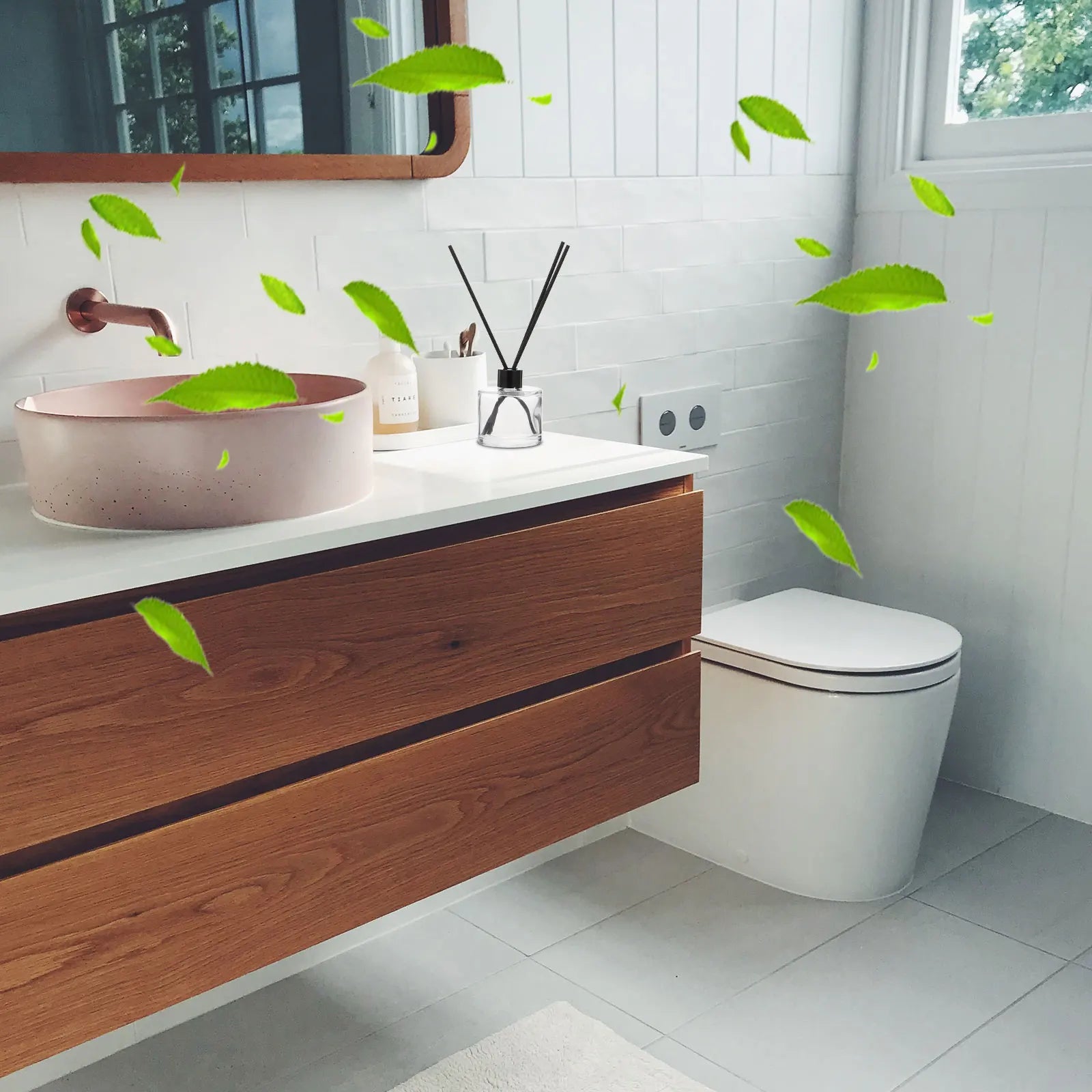 1 Set 50ml Square Glass Aromatherapy Bottles 18mm Refillable Diffuser Containers Clear Essential Oil Volatile Sticks 16cm Black.