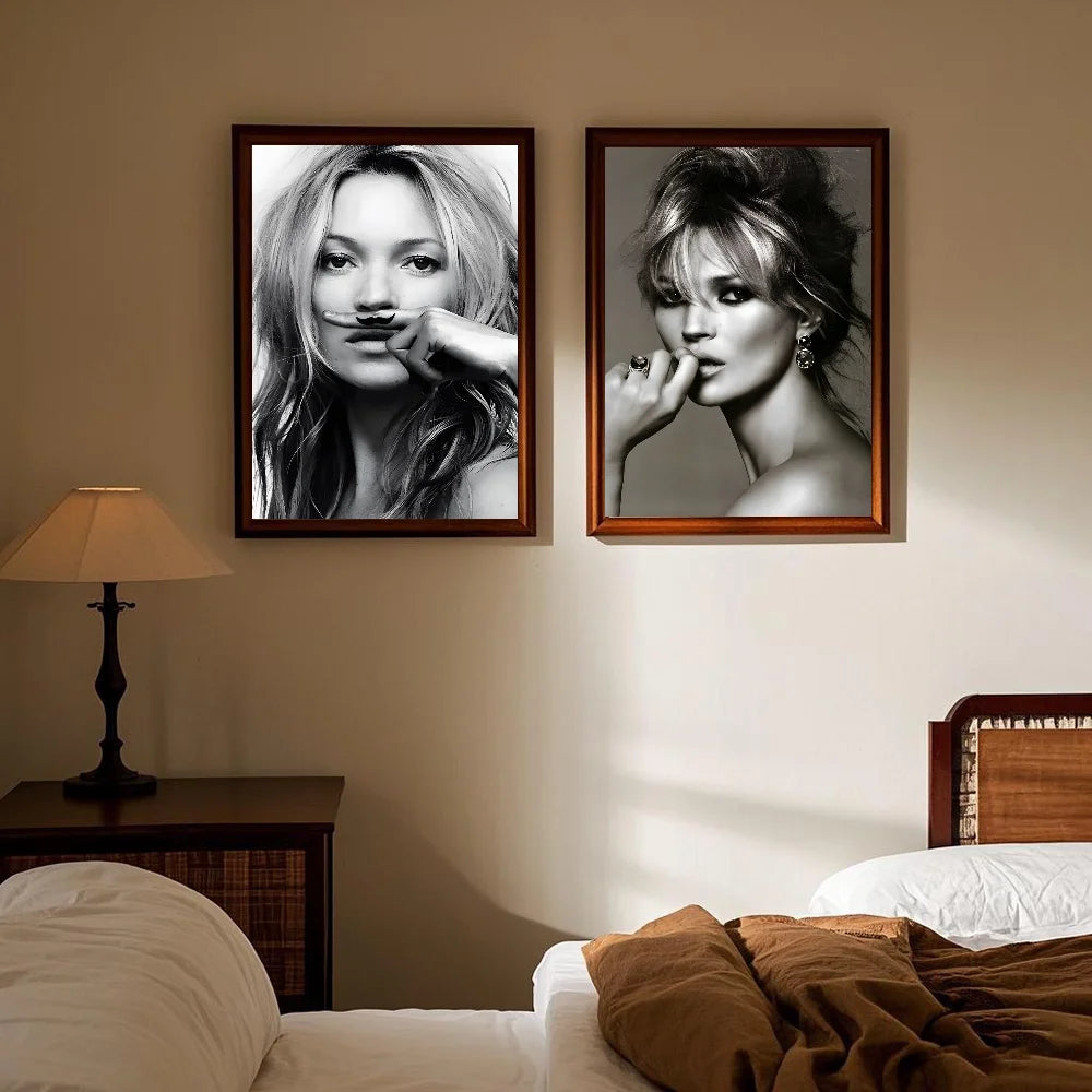Kate Moss Fashion Modern Art Poster HD art sticky wall waterproof home living room bedroom bar aesthetic decoration.