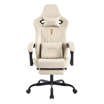 SUKIDAGaming-Stuhl, Computerstuhl, ergonomischer Gaming-Stuhl mit Fußstütze, Bürostuhl, ergonomischer Computerstuhl mit Lordosenstütze