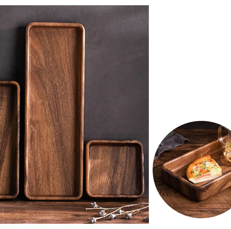Black Walnut Wood Storage Tray Modern Afternoon Tea Dessert Organizer Living Room Desktop Dry Fruits Container Home Decoration.