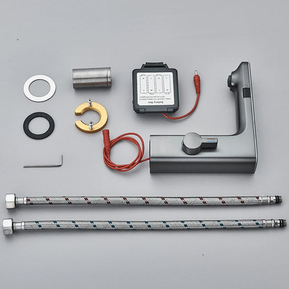 Touchless Sensor Basin Faucet Smart Digital Display Bathroom Sink Faucet Grey Sense Hot Cold Water Mixer Tap Battery Power