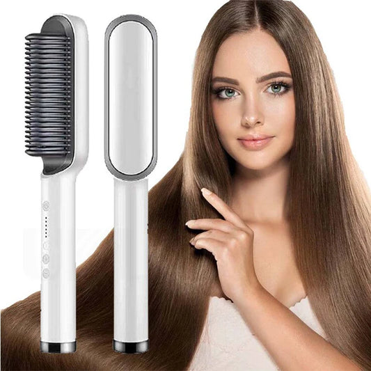 Hot Selling Professional Straight Hair Comb Portable Ceramic Coating Straight Hair Brush Salon Women'S Styling Tool.