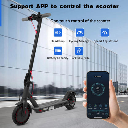 ES80/M365 X1 Electric Scooter 36V 10.5Ah 500W Motor 35KM Long Range 31KM/H 8.5Inch Solid Tires Foldable Smart APP EScooter.