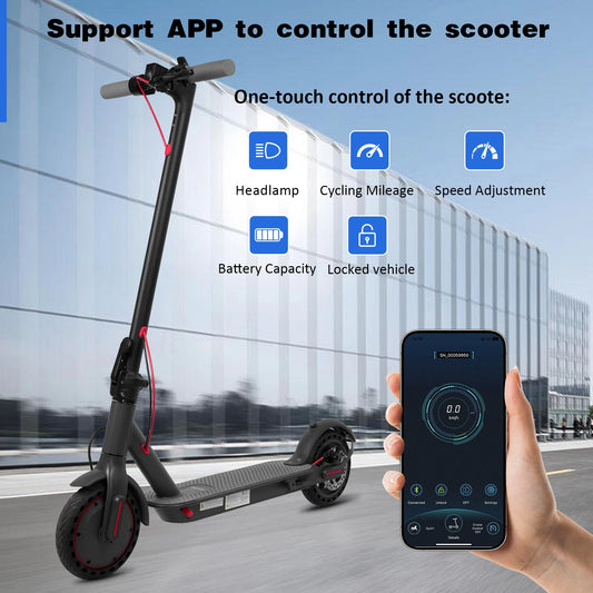 ES80/M365 X1 Electric Scooter 36V 10.5Ah 500W Motor 35KM Long Range 31KM/H 8.5Inch Solid Tires Foldable Smart APP EScooter.