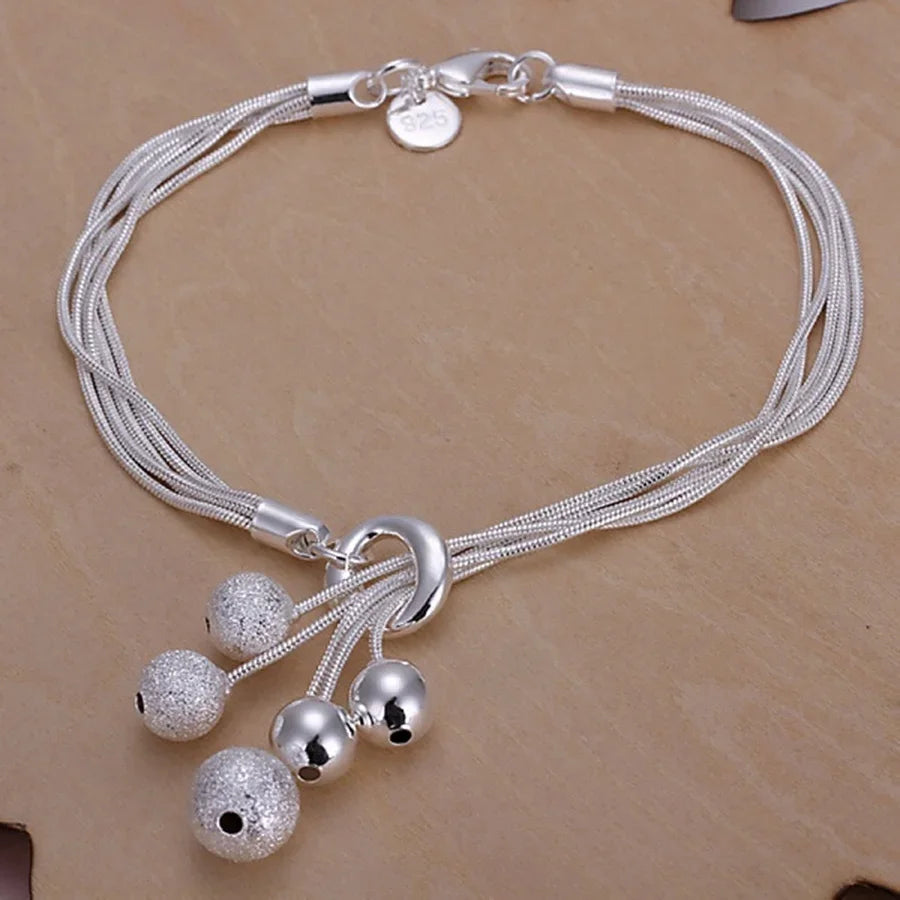 Fine 925 Sterling Silver Noble Nice Chain Solid Bracelet for Women Men Charms Party Gift Wedding Fashion Jewelry Hot Model.